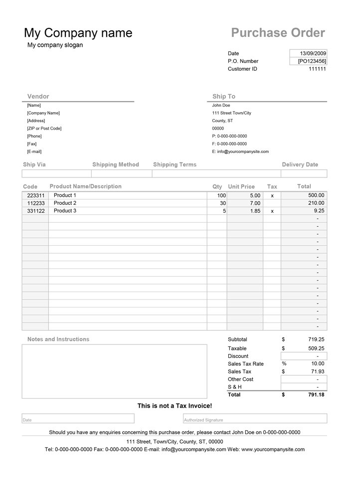 Free Purchase Order Template With Price List Free Purchase Order Template With Price List
