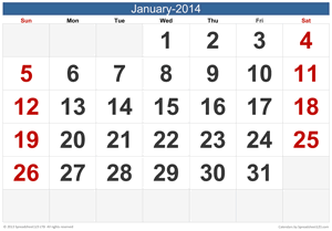 Monthly Wall Calendar Screenshot